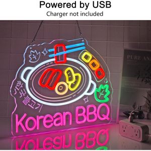 Korean BBQ Neon LED Wall USB Powered Ambient Light Store Window Decoration Light Street Indicator <b>Sign</b> Display Board Customized - Product Image 3