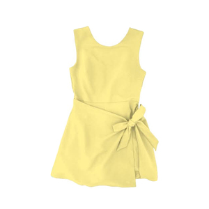 GSD3879 Vestido personalizado para niña pequeña, estilo boutique, color marrón, estampado sólido, venta al por mayor, vestido infantil de manga corta para niña. - Product Image 2