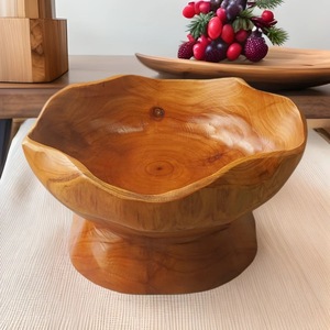 Handmade Wooden Bamboo Fruit <b>Bowl</b> Retro Style Home Decor Storage Dish For Desktop Use - Product Image 1