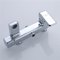 Ensemble de douche thermostatique avec robinet mitigeur, pommeau de douche pluie, poignée unique, finition chrome poli, barre coulissante pour salle de bain