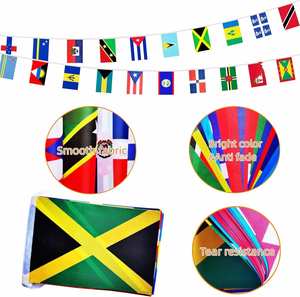 Drapeaux de pays des Caraïbes personnalisés en polyester double face, 20 pièces, fanions de 30 pieds pour le carnaval et les festivals internationaux - Product Image 3
