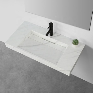 Lavabo de <span class=keywords><strong>main</strong></span> de vanité de salle de bains de surface solide environnementale de style moderne pour le lavabo de salle de bains d'hôtel pour l'hôtel - Product Image 3