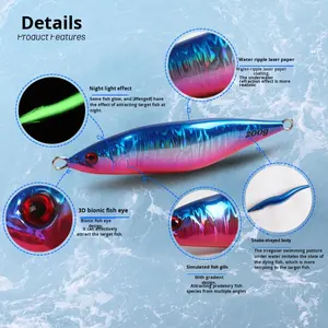 เหยื่อตก<span class=keywords><strong>ปลา</strong></span>ทะเลรูปงูตัว S พิมพ์ลาย3D ยูวีเรืองแสงตะกั่ว<span class=keywords><strong>ปลา</strong></span>ที่กำลังจะตายสำหรับตกปลาบนเรือทำจากโลหะช้าๆ - Product Image 2