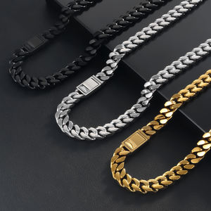 12mmキューバリンクチェーン女性18Kゴールド/ブラックゴールドメッキ316Lステンレススチール18 20 22 <span class=keywords><strong>24</strong></span> 26 30インチメンズチェーンネックレス - Product Image 3