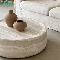 Table basse ronde convertible HZX en FRP - Meuble moderne pour salon et entrée, utilisation mobile pour bureau à domicile, durable et écologique