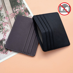 4 bolsillos incerts Delgado fácil de tomar Minimalista RFID Bloqueo de cuero personalizado Titular de la tarjeta de crédito - Product Image 1