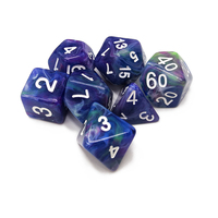 Ensemble de dés polyédriques personnalisés en résine écologique, bois, acrylique et métal avec logo personnalisé D20 pour les jeux de D&D Magicraft 7 pièces