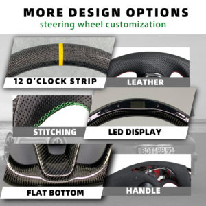 Volant chauffant en <span class=keywords><strong>fibre</strong></span> de carbone forgé véritable de style course personnalisé compatible avec les modèles Dodge Challenger Charger de 2015 à 2020 - Product Image 5