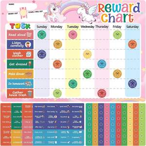 Tableau de récompenses magnétique effaçable licorne le plus vendu pour enfants, jeu d'activités pour réfrigérateur, équipement de motivation transfrontalier - Product Image 1