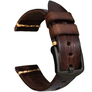 Bracelet de montre en cuir véritable italien de première qualité pour Samsung Huawei Garmin 20 mm, fait main, style rétro - Product Image 1