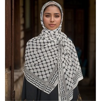 Hijab de Prière Personnalisé et Instantané de Qualité Supérieure Noir, Foulards Keffieh Palestiniens, Châle Hijab en Mousseline de Soie Imprimé, 170x70cm