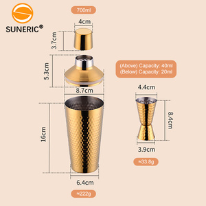 Logo personnalisé 700ml Bar Accessoires Partie Large Bouche <span class=keywords><strong>Martini</strong></span> 3 Étapes Mélangeur <span class=keywords><strong>Bouteille</strong></span> 304 En Acier Inoxydable Boston Cocktail Shaker Ensemble - Product Image 3