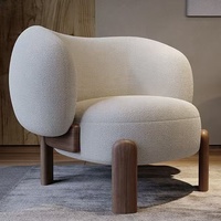 Fauteuil d'appoint rembourré en mousse haute résilience et velours capitonné pour salon et chambre, avec structure en bois massif, design moderne
