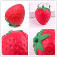 Jouet Squishy à Presser Fraise Kawaii Rouge Rose, Jouet Anti-Stress Fruits Légumes en TPR, Cadeau d'Anniversaire Doux pour Fille