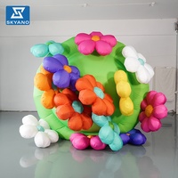 Modèle de panier de fleurs gonflable personnalisé, installation artistique gonflable géante pour la décoration d'événements extérieurs