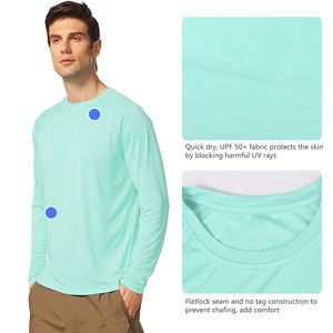 Vente en gros de chemises de protection solaire UPF 50+ à séchage rapide, à col zippé, à manches longues, pour hommes, sports d'été, activités de plein air, personnalisables - Product Image 5