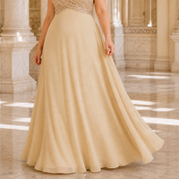Robe de soirée élégante en mousseline de soie à sequins, bustier, taille empire, coupe trapèze, grande taille, vente en gros