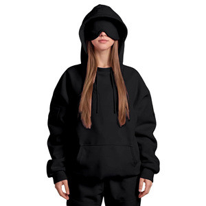 Custom Logo Women Built-In <b>Eye</b> <b>Mask</b> Hoodie Set 2026 Solid Warm Two Piece - Product Image 3