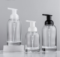 Personnalisé 250ml 375ml Cylindre Givré Clair Nettoyant Pour Le Visage Savon Pour Les Mains Shampooing Liquide Presse Mousse Pompe Moussante Bouteilles En Verre