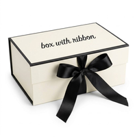 Boîte cadeau de mariage en carton rigide personnalisée de luxe, ruban noir et blanc, emballage pour cadeaux de mariage
