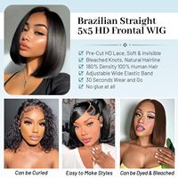 Perruque Bob Lace Front HD 13x4 en dentelle suisse, cheveux humains vietnamiens bruts, sans colle, pré-coupée, pré-épilée, ligne de cheveux naturelle droite, vente en gros