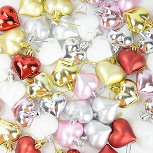 12 Uds Corazón de plástico 4,5 CM adorno de Navidad decoración de árbol BOLA DE Navidad decorativa para el hogar colgante boda bola en forma de corazón