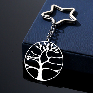 Portachiavi portachiavi con ciondolo albero della vita in acciaio inossidabile nome personalizzato - Product Image 2