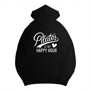 Pilates IS MY HAPPY HOUR Sweat-shirts à capuche imprimés en tricot décontractés pour femmes - Product Image 1
