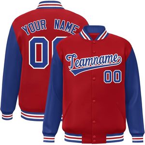 Custom Varsity Jacket Men Women Youth Red Blue Personalized Stitched <b>Name</b> Number College Baseball Letterman Bomber Coat - Product Image 1