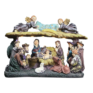 LED Resin Crafts Creative Fashion Nativity Manger Notre Dame Mary Statue Religious Series Home Decoration - Product Image 3