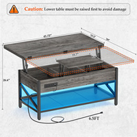 Table basse moderne multifonction à LED avec plateau relevable et hauteur réglable pour la maison, le bureau et le salon
