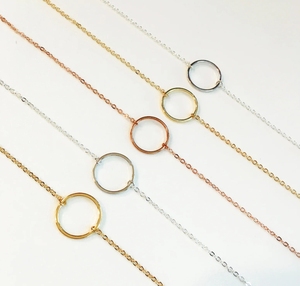 Collana in acciaio inossidabile eternità collana cerchio aperto collana cerchio cerchio minimalista anello gioiello ciondolo placcato oro - Product Image 4