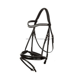 Brida de cuero de alta calidad para caballos, con banda de cristal para cejas y charol, equipo para montar a caballo, fabricante al por mayor - Product Image 1