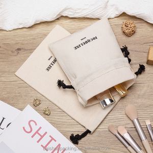 High Quality Recyclable 100% Cotton Canvas Pouch With Custom Logo for Dust <b>Bag</b> Clothing Packaging With Double <b>String</b> - Product Image 6