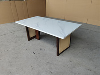 Table basse en marbre de qualité supérieure avec pieds en bois, légère et facile à assembler, design moderne pour le mobilier de salon