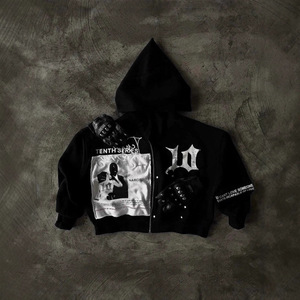 Conjunto Deportivo de 2 Piezas con Sudadera con Capucha y Pantalones Deportivos de 500 GSM 100% Algodón, Estampado Hip Hop, para Hombre - Product Image 3