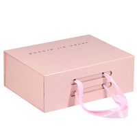 Boîte d'emballage vide en rose avec logo personnalisé pour costume rigide magnétique pliable à grands talons pour femmes et hommes