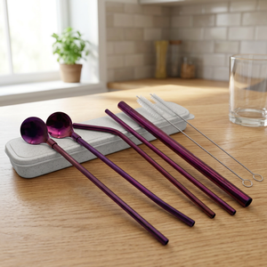 Modern Metal Cocktail <b>Bar</b> <b>Tools</b> Set 4Pc Ice Scoop Strainer Reusable Purple - Product Image 4