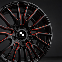 Velg Monoblock Forged Custom 6061-T6 18 19 20 Inch Multi-Spoke Machined Silver Red Inner Alloy Rim untuk BMW Audi Mercedes Benz