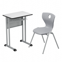 Ensemble scolaire moderne pour enfants : table double et chaise, bureau en carton et bois, fournisseurs de mobilier scolaire, taille personnalisable, design simple