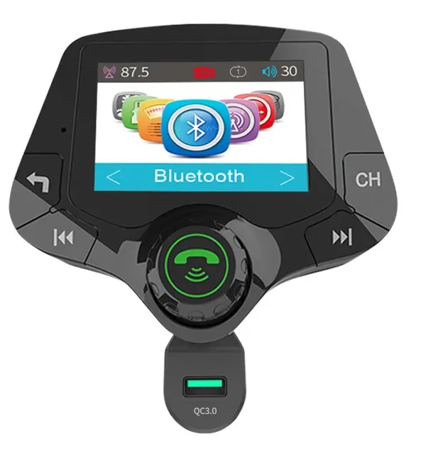 Gxykit G24 Bluetooth FM Transmitter Handsfree Xe MP3 Máy Nghe Nhạc Qc3.0 Bt 5.0 Kép USB Sạc Xe Hơi Đài Phát Thanh Âm Thanh FM Transmitter Stereo