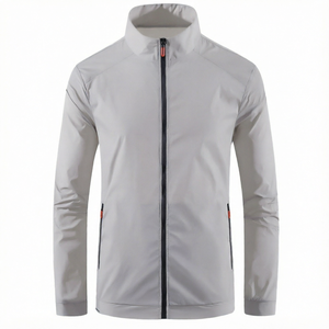 <b>Men</b> Ice Silk Sun Protection Stand Zipper Front Thin <b>Summer</b> Lightweight Windbreaker Waterproof Outdoor Sports <b>Coat</b> Breathable - Product Image 1