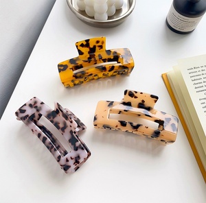 Pinza de <span class=keywords><strong>pelo</strong></span> con estampado de leopardo y garra de cabeza acetica grande coreana, Clip Retro de 10,5 cm, Clip de tiburón, accesorios para el cabello - Product Image 4