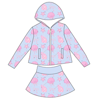 Nouvelle Arrivée 2026 Ensemble Confortable 2 Pièces en Tissu Yoga pour Petites Filles : Sweat à Capuche Zippé à Manches Longues et Jupe Personnalisable pour Bébés et Enfants