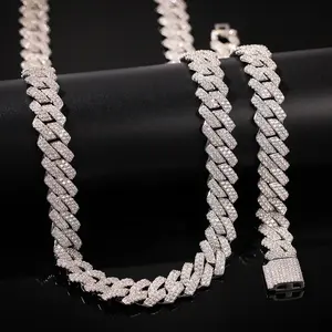 Charme Hiphop Iced Out 13Mm Moissanite Cuban Link Chain 14K Gouden Mode Ketting Statement Sieraden Voor Mannen