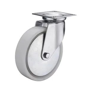 Roulette de plaque supérieure roue en Nylon blanc durable 2 / 3 / 4 pouces roue de meuble pivotante