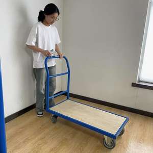 अनुकूलन योग्य 300 किलोग्राम भारी शुल्क कार्बन स्टील ट्रॉली गाड़ी चार पहिया ठोस धातु हैंडकार्ट खरीदारी के लिए मंच के साथ - Product Image 5