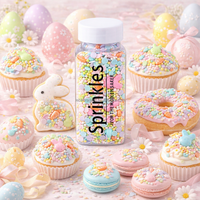 Pastellfarbene Ostern-Zuckerstreusel zum Backen, Bunte Zucker-Jimmies-Konfetti-Mischung für Cake Pops, Frühlings-Hasen-Ei-Dekoration