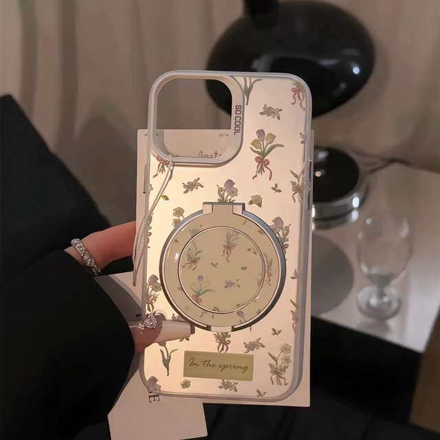 Cute Fresh Magnetic 360-Degree Stand Phone Case for IPhone 16 E 15 14 13 Pro Max for Xiaomi 15 New Matte Vitality Design Tulip
