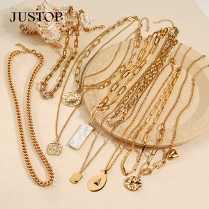 Conjunto de Collar y Pulsera de Cadena de Eslabones Largos Unisex, de Acero Inoxidable con Baño de Oro y Plata, Personalizable OEM/Venta al por Mayor, de Moda - Product Image 2